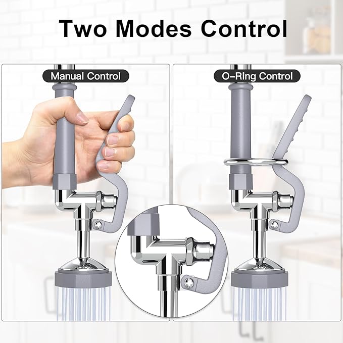 Commercial Sink Sprayer for Kitchen Sink: Akwadu Pre Rinse Spray Valve Head for Commercial Faucets - High Pressure Dish Sprayer Replacement for Restaurant Cleaning (Gray)