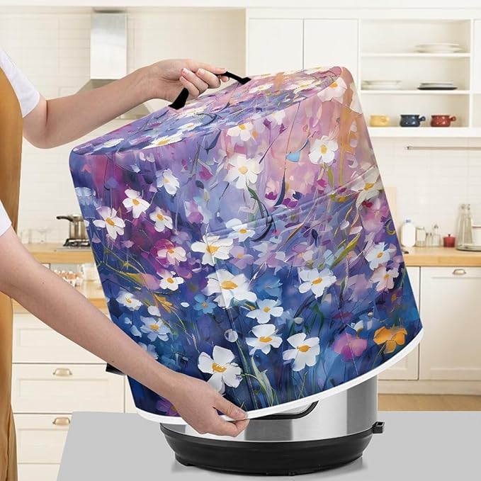 Daisy Print Pressure Cooker Cover for Women Insulated Rice Cooker Dust Cover with Pockets for Instant Pot 6 Quart Appliance