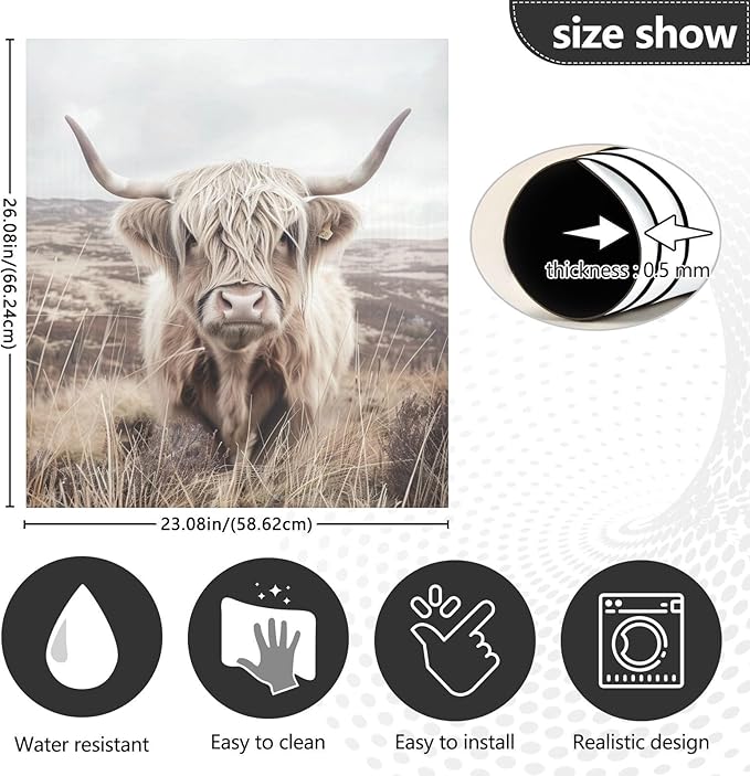 Highland Cattle Cow Mountain Dishwasher Magnet Cover Sticker Magnetic Refrigerator Panel Front Door Fridge Microwave Decal