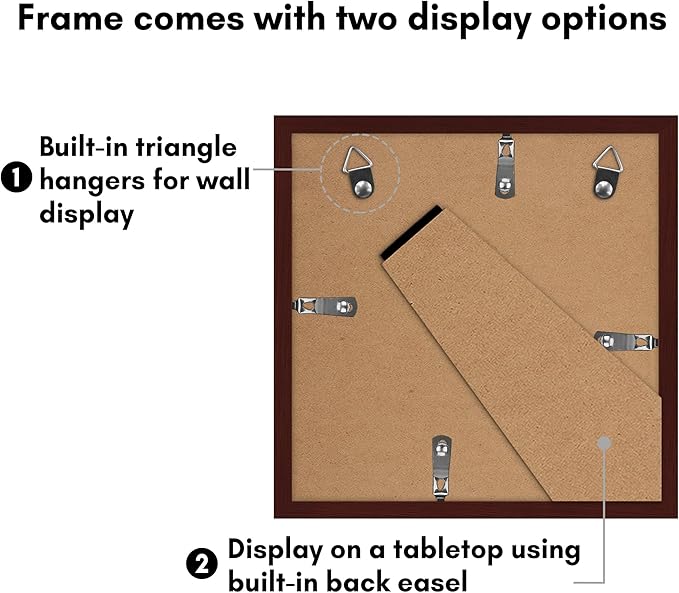 Americanflat 9x9 Picture Frame with Polished Plexiglass - Set of 5 - Use as 6x6 Frame with Mat or Display 9x9 Photo Without Mat - Galleria Collection - Square Frames for Tabletop and Wall - Mahogany