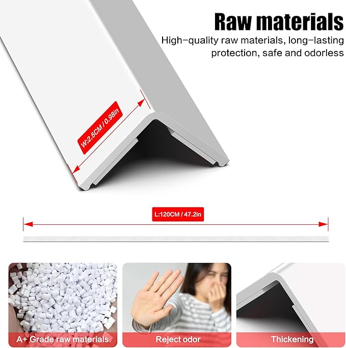 Wall Corner Protector, Walls Edge Protector，Self-Adhesive Wall Corner Guards,PVC Double Side Edge Protector， Furniture Stairs Guard (2, 2.5x120cm/0.98x47.2in)