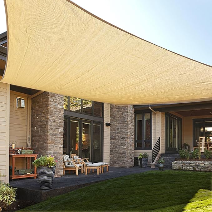 LOVE STORY Custom Size 19' x 22' Sand Sun Shade Sail Canopy Commercial Rectangle Sail Shade Fabric for Patio Garden Backyard Pool (Customized)
