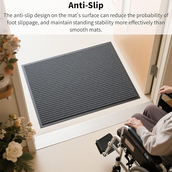 4 Pack 36"x24" Brush Step Entrance Mat - Indoor Outdoor Carpet Doormat with Deep Scraper & Rubber Border, for Dry Indoor/Outdoor Use at Door, Patio, Garage, Kitchen, Laundry Room