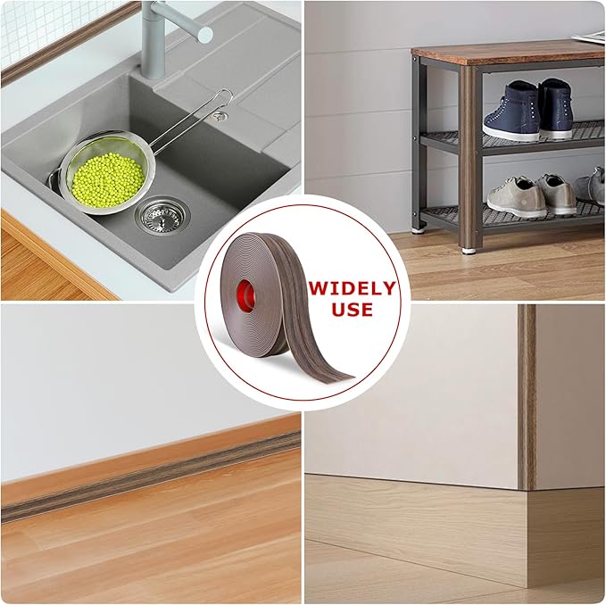 Flexible Wall Corner Protector Moulding Trim Peel and Stick Wall Corner Guards Edge Protector Self Adhesive Molding Trim Strip for Edge Ceiling (Smoked Brown Wood Grain, 0.8 in x 10 Ft)