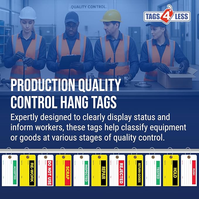 Tags 4 Less Production Quality Control Hang Tags – Equipment Preventative Maintenance Labels, for Easy Record-Keeping for Inventory Status (Return Goods, Pack of 100)