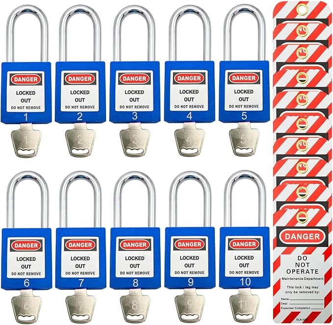 Lockout Tagout Locks, Safety Padlocks, Loto Keyed Differently Lock Out Tag Out Device Plastic with Lockout TagOut Tags
