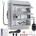 10 Inch Shutter Exhaust Fan, Wall Mount Attic Fan with Thermostat and Speed Controller for Greenhouses, Sheds, Garages, Chicken Coops, Barns Ventilation, 820 CFM
