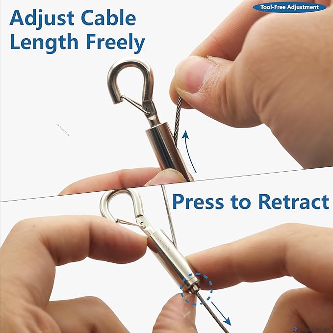 Picture Frame Security Hanging Kit – 6 Pack X 2M Steel Safety Cables with 12 Double-Hole D-Ring Hangers, Heavy-Duty Anti-Drop Wire System for Photos, Posters, Artwork & Gallery Displays