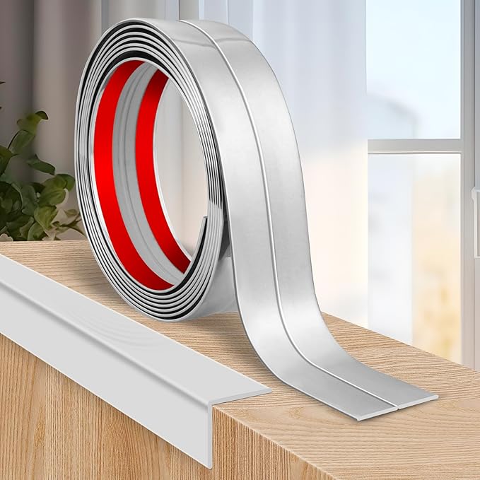 Flexible Wall Corner Protector Moulding Trim Peel and Stick Wall Corner Guards Edge Protector Self Adhesive Molding Trim Strip for Edge Ceiling (Silver, 0.8 in x 10 Ft)
