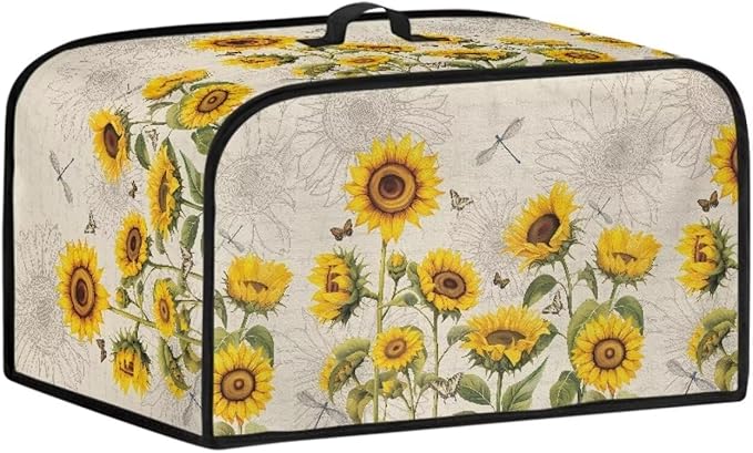 Sunflower Slow Cooker Dust Cover - Dragonfly Crock Pot Cover for 6-8 Qt Slow Cookers