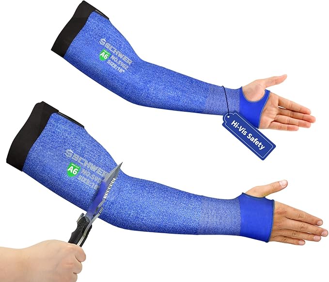 Schwer AIR-SKIN ANSI A6 Cut Resistant Arm Sleeves for Men & Women S902, Non-PFAS Arm Protectors for High Risk Work, Arm Protectors for Thin Skin, Gardening Sleeves for Farming, Lightweight, Breathable