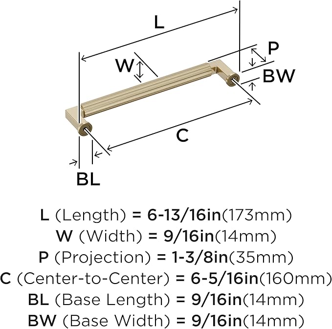 Amerock Ballard 6-5/16 inch (160mm) Center-to-Center Golden Champagne Cabinet Pull, BP37645BBZ