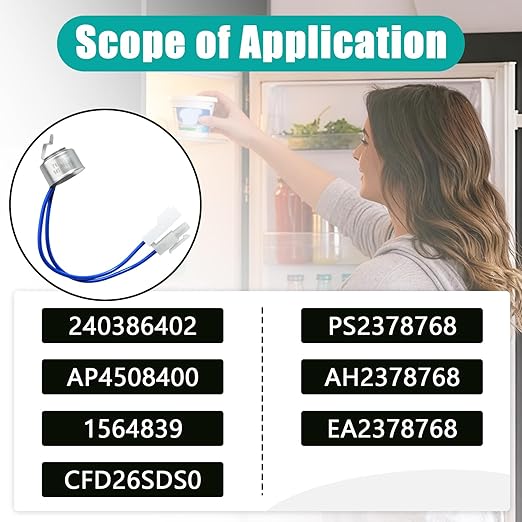 242046001 Refrigerator Defrost Thermostat for Electrolux Frigidaire Kenmore | Replaces 240386402, 1564839, AP4508400, AH2378768, EA2378768, PS2378768, L47-22F
