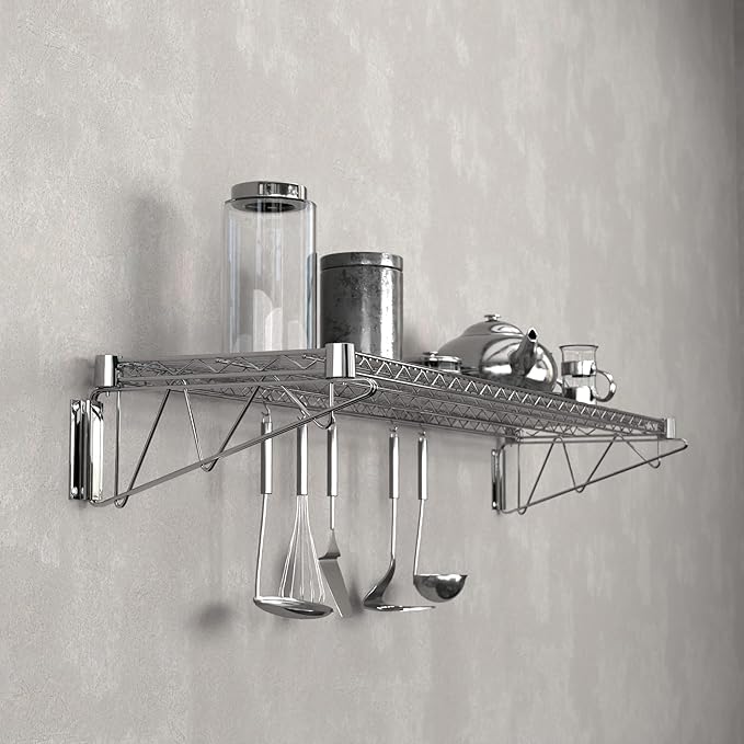 14" x 60" Chrome Wire Wall Mount Shelf