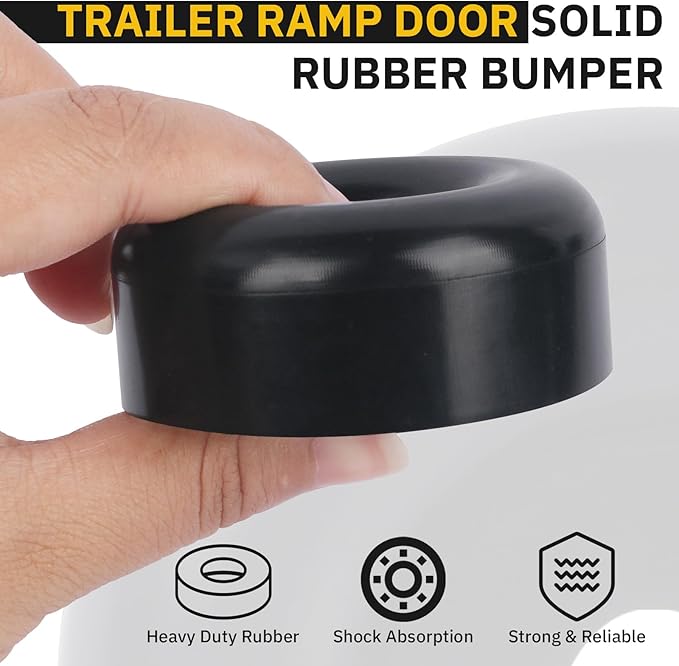 Trailer Ramp Door Rubber Bumpers - 2.5" Round Rubber Bump Stops for Cargo Trailer Doors, RV Doors & Truck Tailgates (Black, 4 Pack)