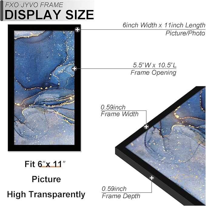 6x11 Picture Frame, Black Frame for 6 x 11 Inch Picture Poster Photo, Light Weight and High Transparent 6 by 11 Frame for Wall - 1 Pack/Black/6"x11"