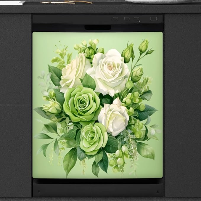 Flower Floral Dishwasher Magnet Cover for The Front Dishwasher Door Cover Panel Decals Magnetic Refrigerator Cover for Kitchen Farmhouse Home Decor 23 X 26 in