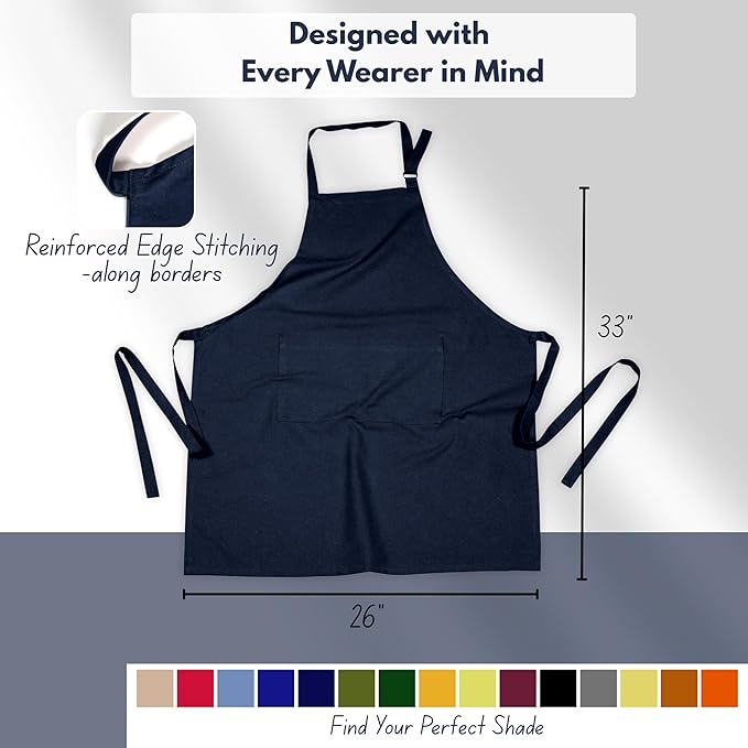 Native Fab Kitchen Apron 2 Pack - 100% Cotton Adjustable, Durable Apron with Pockets, Perfect for Cooking, Baking, Grilling