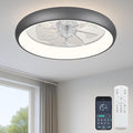 20'' Ceiling Fan with Light, Upgraded Low Profile Fan, Flush Mount Ceiling Fan, 6 Speeds, Dimmable LED, App & Remote Control, Quiet DC Motor, for Bedroom, Living Room, F109 Grey