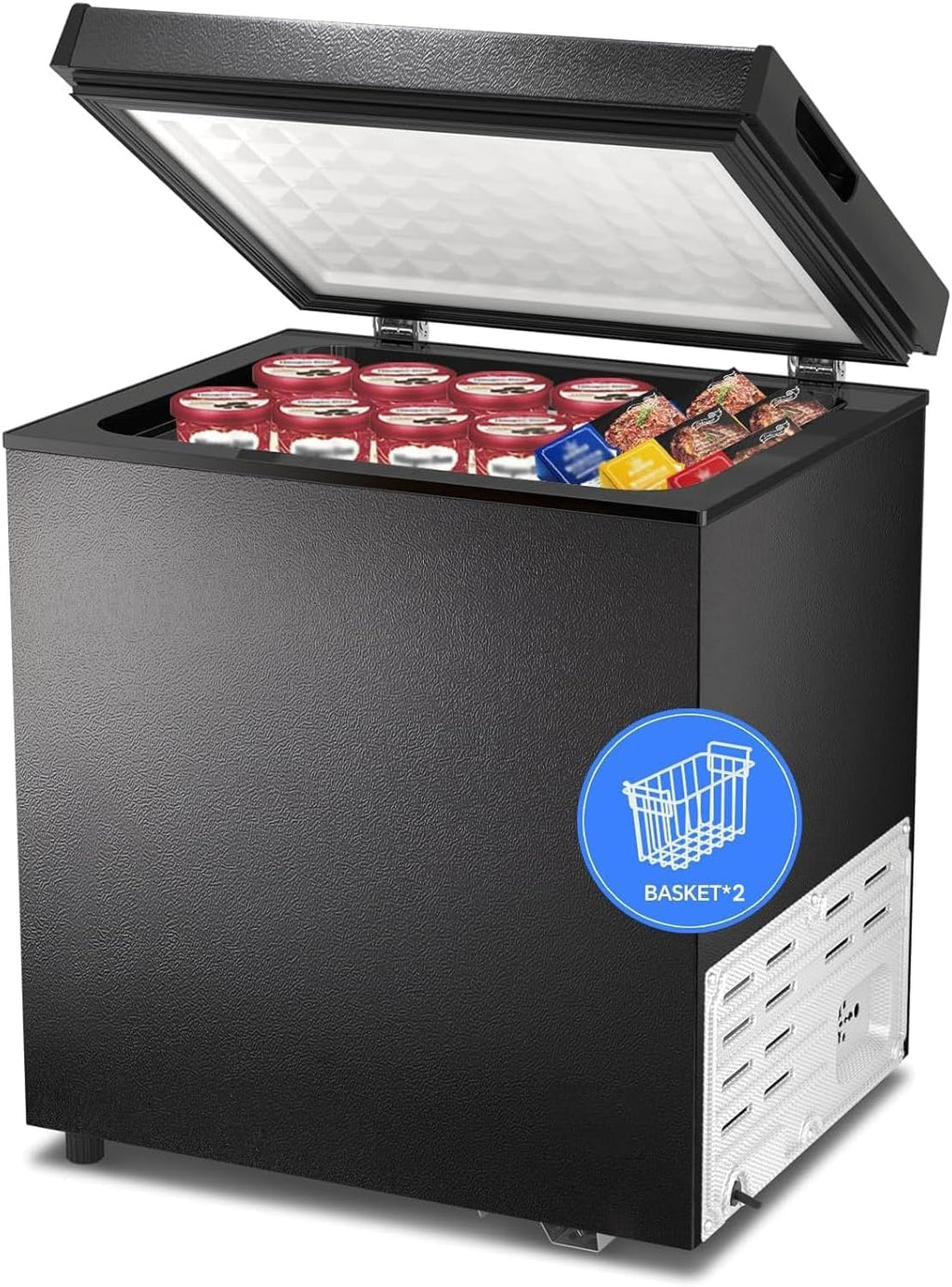 Kismile 2.0 Cubic Feet Chest Freezer, Compact Deep Freezer for Home, Black