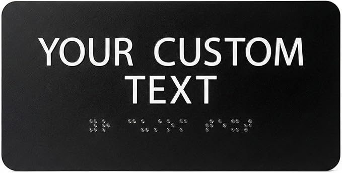 ALPHA DOG ADA SIGNS Custom ADA Braille Room Sign 4x8 Inch - Personalized Office Door Name Plate with Grade 2 Braille - ADA and Title 24 Compliant Signage - Made in USA - Black