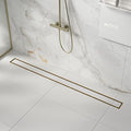 Linear Shower Drain 42", Brushed Floor Drain with Tiled Insert Grate & Hair Strainer, 304 Stainless Steel Bathroom 2-in-1 Tiled in Drain, CUPC Certified (Brushed Gold, 42'')