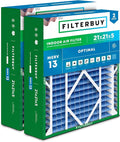 Filterbuy 21x21x5 Air Filter MERV 13 Optimal Smoke & Allergy Defense (2-Pack), Electrostatic Pleated HVAC AC Furnace Filters Replacement for Rheem, Ruud, & Protech (Actual Size: 20.63 x 20.63 x 4.38)