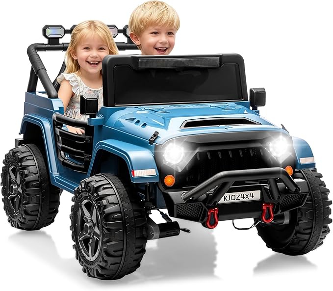 Kids 24v 2-Seater Electric Ride on Car,24v 4x4 Kids Electric Truck with Remote Control,2-Seater Ride-on Car, Spring Suspension & LED Lights for Backyard Exploration