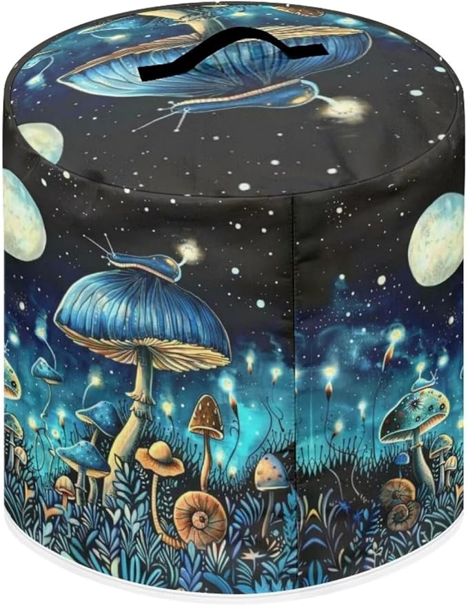 Blue Mushroom Pressure Cooker Cover for Women Insulated Rice Cooker Cover with Easy to Clean Lining Stain Resistant Dust Cover with Pockets for Instant Pot 8 Quart Appliance Cover