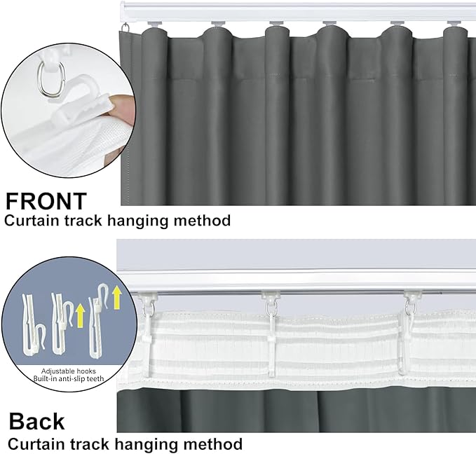Room Divider Blackout Curtain Track Curtains Wall Dividers Panels Screen for Living Rooms Bedroom Office Privacy Partition Separation, W180 × L96 Inch,1 Panel, Grey