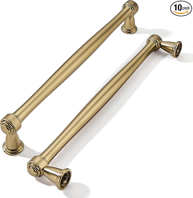 khtumeware 10 Pack 8 Inch(203mm) Champagne Bronze Cabinet Pulls Champagne Brass Kitchen Cabinet Handles Kitchen Cabinet Hardware for Cupboard Drawer Handles Dresser Pulls