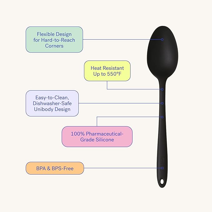GIR: Get It Right Silicone Spoon - Non-Stick Heat Resistant Silicone Kitchen Spoon for Mixing, Serving, Cooking, and More - 13 Inch, Navy