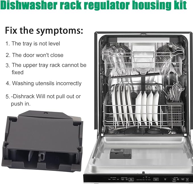 Upgraded W10320664 Dishwasher Dishrack Adjuster Housing Left Hand, For whirlpool kenmore Dishwasher Top Rack Parts WDT730PAHZ0 WDT750SAHZ0 (Left)