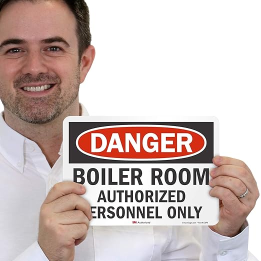 "Danger - Boiler Room, Authorized Personnel Only" Label by SmartSign | 7" x 10" 3M Reflective Laminated Vinyl