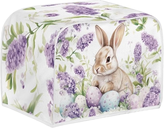 Easter Egg Bunny Print Toaster 2 Slice Cover Dust Fingerprint Protection Universal Size Kitchen Appliance Waterproof Cover
