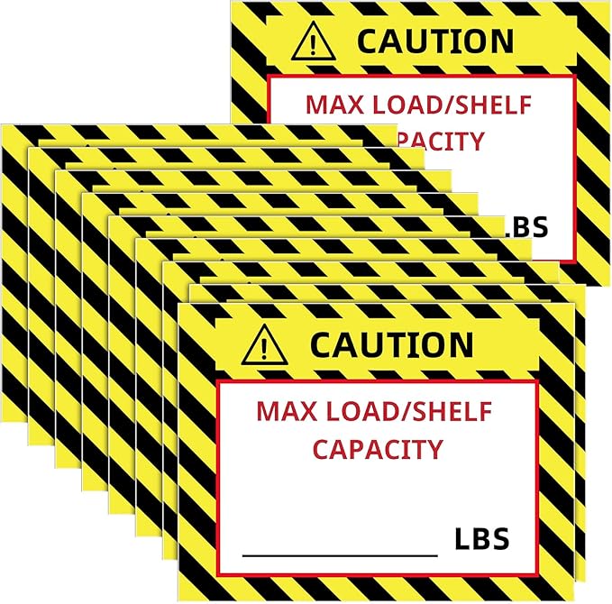 Zhanmai 100 Pcs Pallet Rack Capacity Labels 3 x 4 Inches Pallet Racking Caution Max Load Shelf LBS Warning Stickers Bright PVC Industrial Strength Sticker Warehouse Safety Forklift Cross Beam Safety