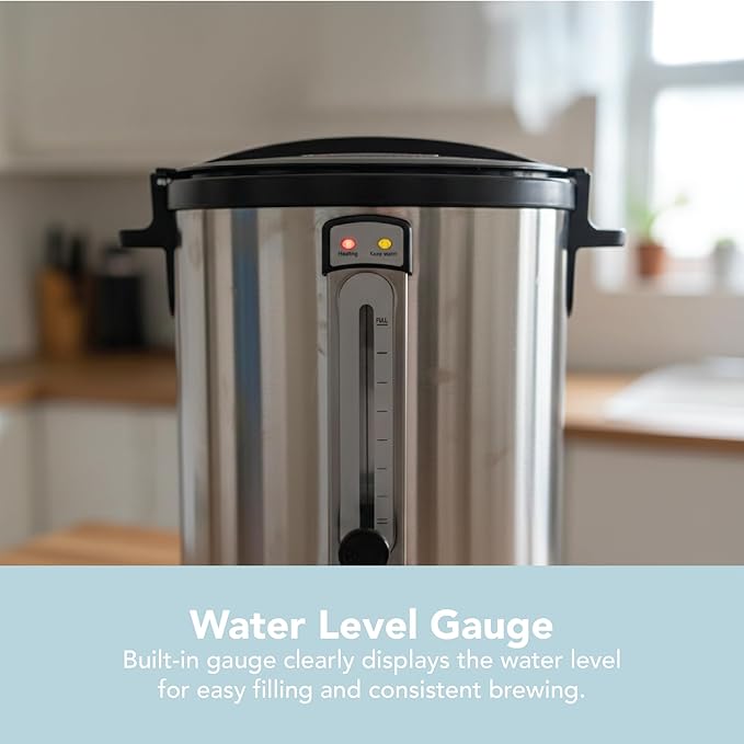 ALPHA LIVING 100 Cups Electric Coffee Urn – Stainless Steel Large Capacity Electric Kettle Percolator Coffee Pot – Ideal Hot Beverage Dispenser for Catering, Hotels, Restaurants –Leak-Proof Tap