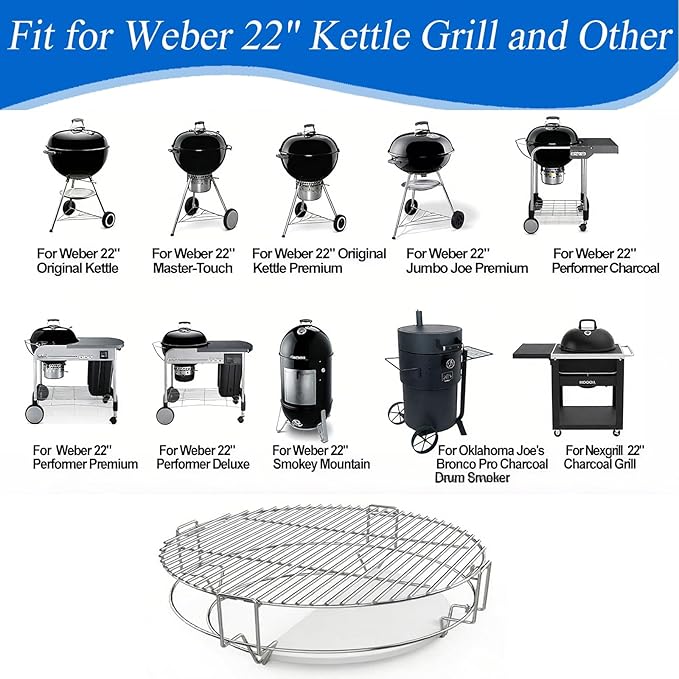 S24 (1-Pack) Cooking Grate System Grilling Accessory for Weber 22" Kettle Grill and Other Similar Size Kettle Grills