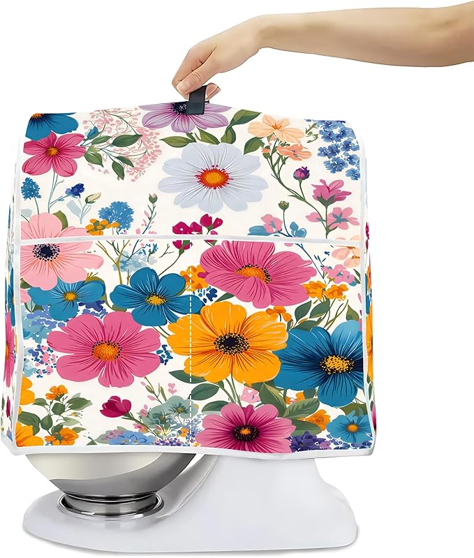Mixer Dust Cover for 6-8 Qt Stand Mixer, Cloth Cover with 2 Storage Pockets for Stand Mixer Protective Covers Large for 6-8 Quart Mixer