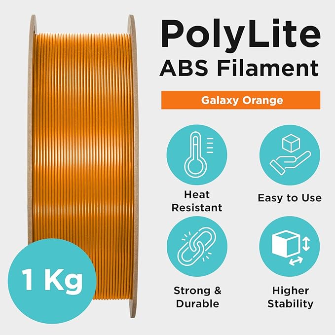 Polymaker Glitter ABS Filament 1.75mm, Galaxy Orange 3D Printer Filament 1.75mm Heat Resistant 1kg - Twinkling ABS 3D Printing Filament, Strong & Durable, Dimensional Accuracy +/- 0.03mm