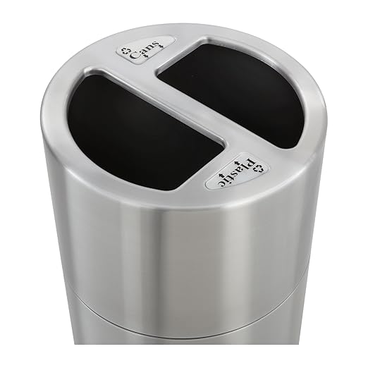 Safco Trash Can Recycling Bin Combo, 30 Gallon Indoor Kitchen Use, Stainless Steel Contemporary, Silver