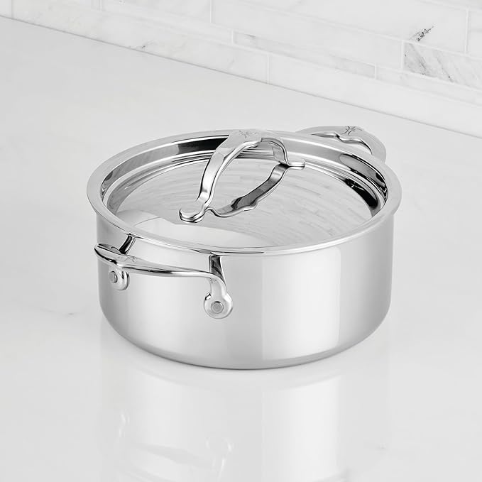 Hestan ProBond Luxe 3-Quart Soup Pot with Lid, Professional Clad Stainless Steel, ProCore Tri-Ply Clad Construction, Polished Exterior, Induction & Oven Safe