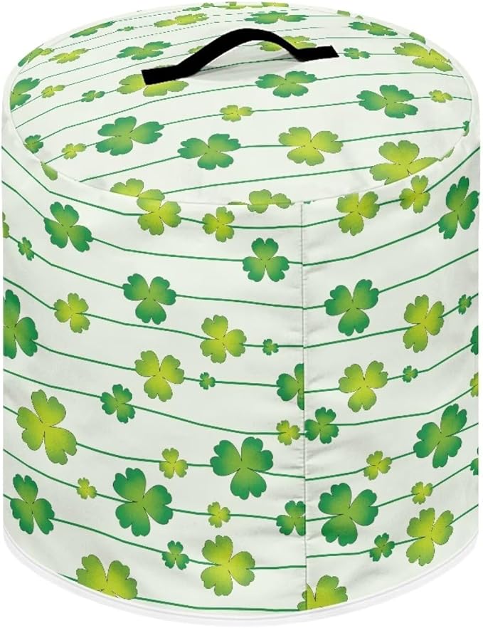 Xoenoiee Green Shamrock Stripes Print Kitchen Appliance Dust Cover with Pockets, Electric Pressure Cooker Cover Compatible with Crock Pot for St.Patrick's Day Decor, Rice Cooker Covers, for 3 Qt