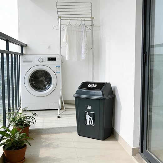 4-Pack 8 Gallon Kitchen Trash Can with Swing Lid, Plastic Kitchen Garbage Can, Small Waste Bin for Kitchen, Bathroom, Bedroom, Office, Gray