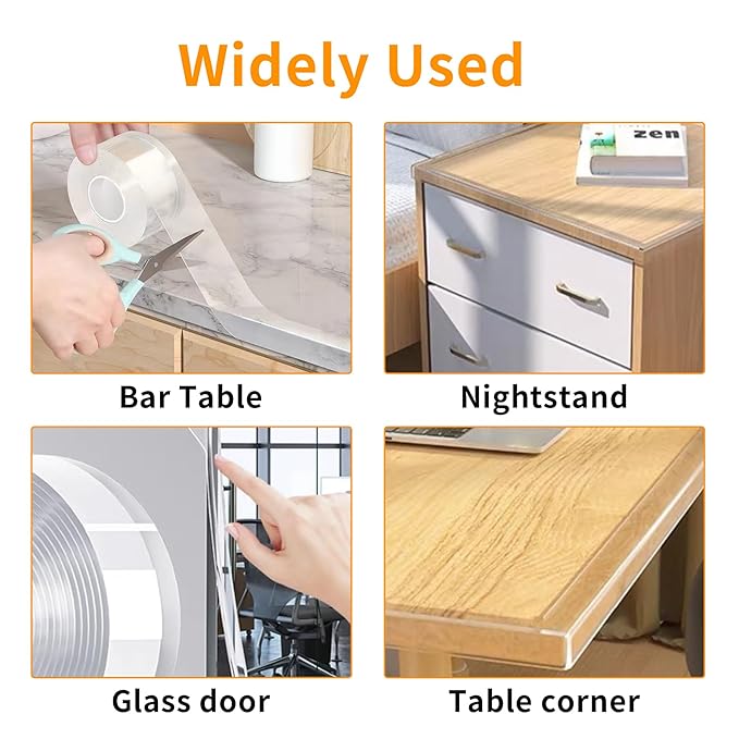 2Pack Baby Proofing Edge Protector for Baby,0.8in x 9.84ft,Clear Edge Protector Strip Sharp Edge Wrap Cover Tape,Corner Bumpers for Furniture,Crib Rail Covers for Teething