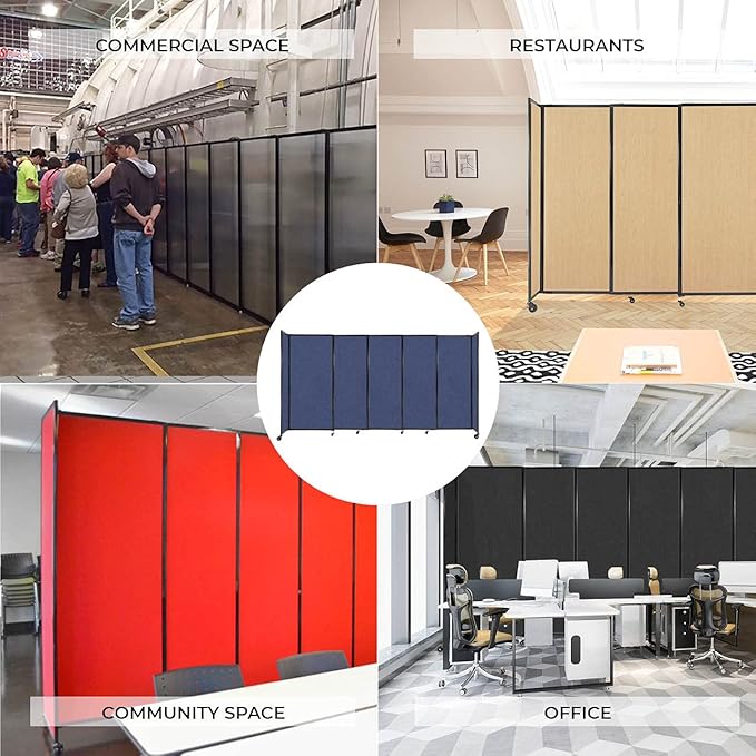 Versare Straightwall Sliding Portable Wall Partition | Freestanding Office Dividers | Locking Wheels | Temporary Room Separator | 7'2" Wide x 7'6" Tall Mocha Fabric Panels