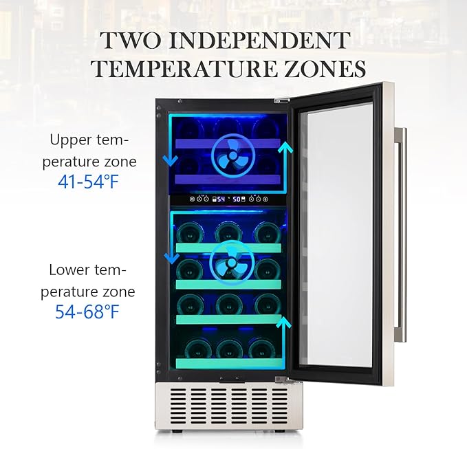 Wine Cooler Refrigerator with Double-Layer Tempered Glass Door,28 Bottles Wine Fridge (41-68°F) with Safety lock LED light, Freestanding Wine Refrigerator for Home Office