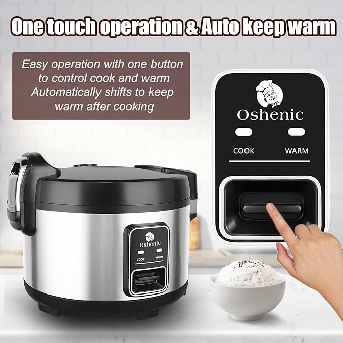 Commercial Rice Cooker & Warmer 60 Cups (Cooked),13.8 Qt / 13 Liter Large Capacity Rice Cooker,Auto Keep Warm,Non-Stick Inner Pot,One-Touch Operation,1350W Fast Cooking Electric Rice Cooker
