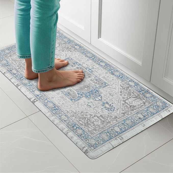 QSY Kitchen Anti Fatigue Floor Mats,Comfort Cushioned Standing Rugs,Waterproof,Non-Slip Memory Foam Kitchen Mats for Floor,39x20x0.5 Inch