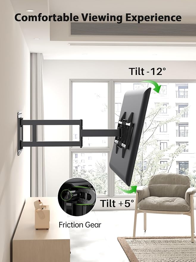 USX Mount Long Arm TV Wall Mount for Most 42-95 inch Television 40 Inch Extension Full Motion TV Mount，Wall Mount Bracket with 90°Swivel Up to 150lbs Fits 16” 18” 20” 24” Stud VESA 800x400mm
